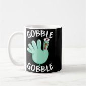 Gobble Gobble Funny Turkey Glove Thanksgiving Nurs コーヒーマグカップ (左)