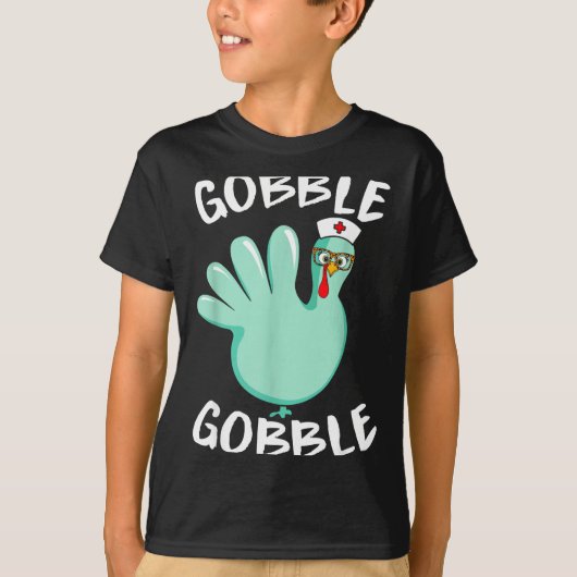 Gobble Gobble Funny Turkey Glove Thanksgiving Nurs Tシャツ (正面)