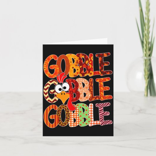 Gobble Gobble Funny Turkey Thanksgiving Women Girl カード (正面)