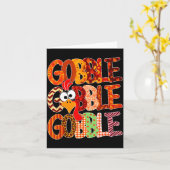 Gobble Gobble Funny Turkey Thanksgiving Women Girl カード (黄色い花)
