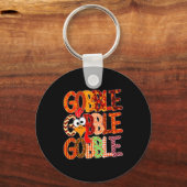Gobble Gobble Funny Turkey Thanksgiving Women Girl キーホルダー (正面)