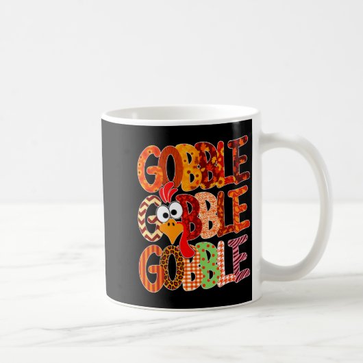 Gobble Gobble Funny Turkey Thanksgiving Women Girl コーヒーマグカップ (右)