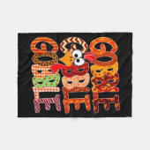 Gobble Gobble Funny Turkey Thanksgiving Women Girl フリースブランケット (正面(横))