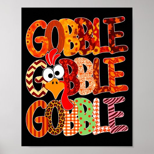 Gobble Gobble Funny Turkey Thanksgiving Women Girl ポスター (正面)