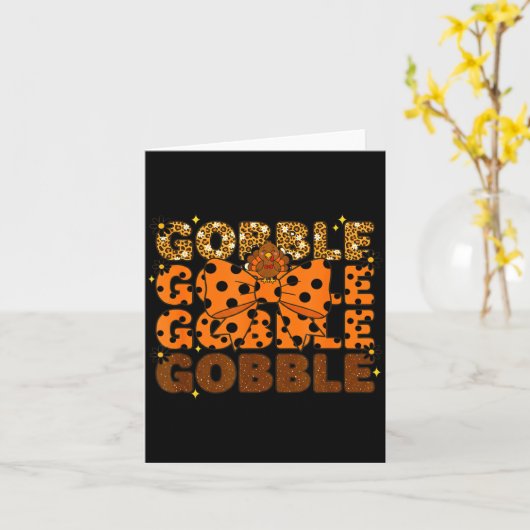 Gobble Gobble Gobble Thanksgiving Turkey Leopard B カード (黄色い花)