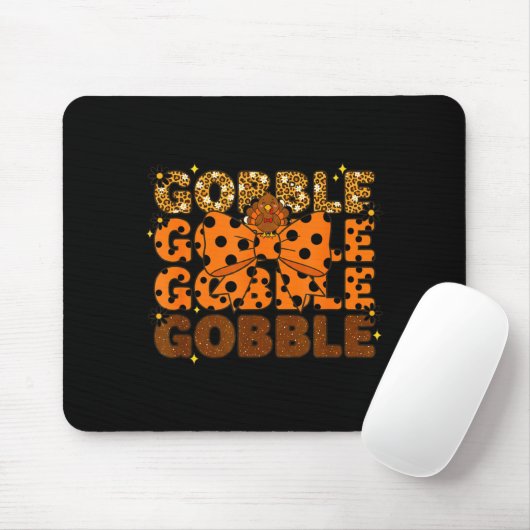 Gobble Gobble Gobble Thanksgiving Turkey Leopard B マウスパッド (マウス)