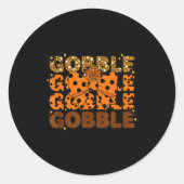 Gobble Gobble Gobble Thanksgiving Turkey Leopard B ラウンドシール (正面)