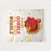 Gobble Gobble Till You Wobble Funny Thanksgiving タペストリー (正面(横))