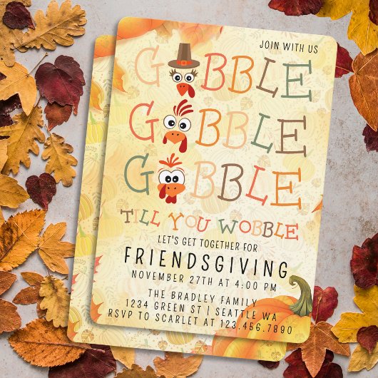 Gobble Gobble Till You Wobble Funny Thanksgiving 招待状