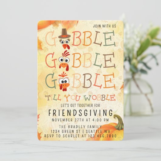 Gobble Gobble Till You Wobble Funny Thanksgiving 招待状 (スタンド正面)