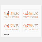 Gobble Gobble Till You Wobble Funny Thanksgiving 長方形シール (シート)