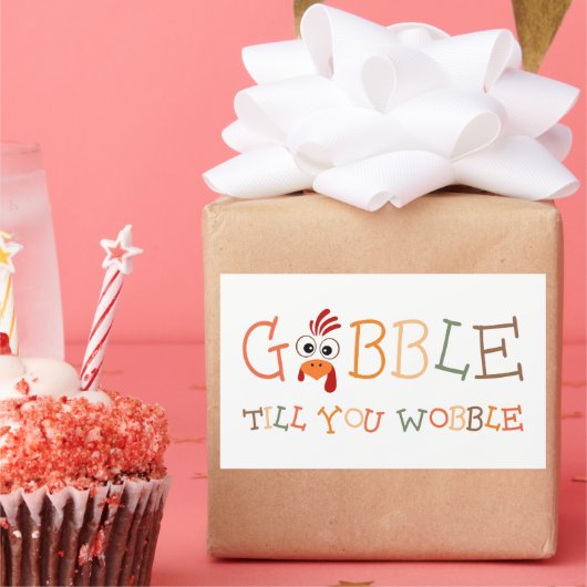 Gobble Gobble Till You Wobble Funny Thanksgiving 長方形シール (パーティー)