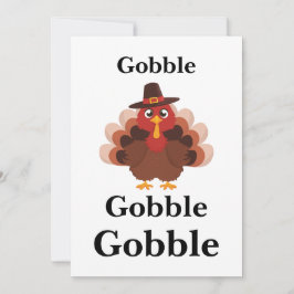 Gobble Happy Thanksgiving Cute Turkey Minimalistic シーズンカード