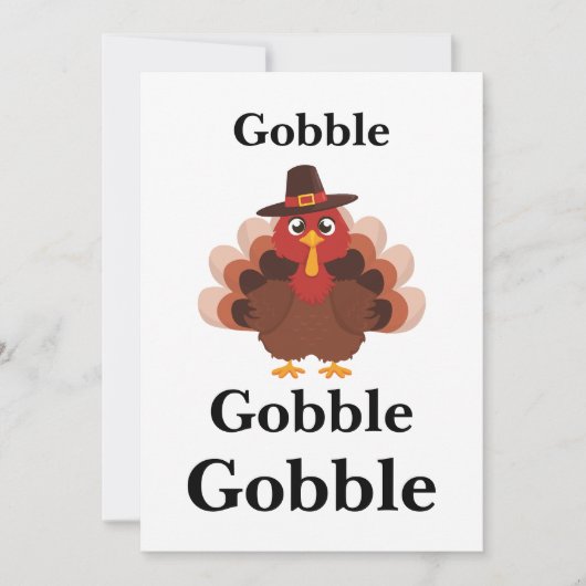 Gobble Happy Thanksgiving Cute Turkey Minimalistic シーズンカード (正面)