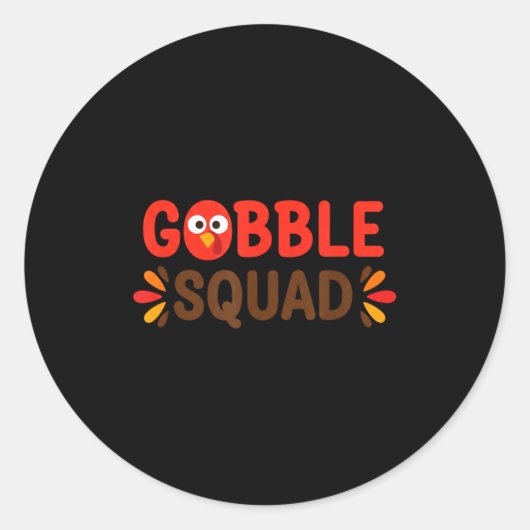 Gobble Squad Thanksgiving Turkey Day Lunch Lady Ca ラウンドシール (正面)