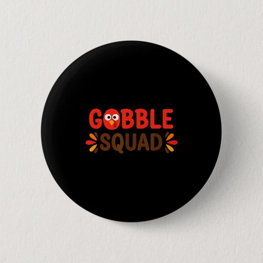 Gobble Squad Thanksgiving Turkey Day Lunch Lady Ca 缶バッジ (正面)