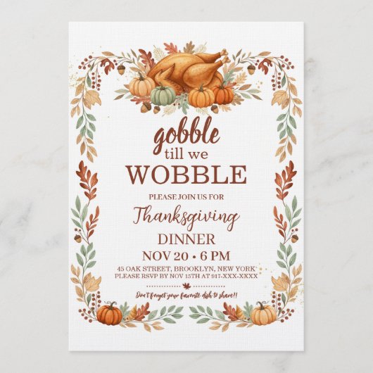 Gobble Till We Wobble Thanksgiving Invitation 招待状 (正面)