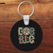 Gobble Turkey Camo Hat Thanksgiving Boys Youth Kid キーホルダー (正面)