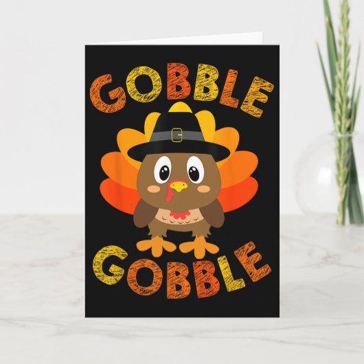 Gobble Turkey Little Boys Girls Kids Thanksgiving  カード (正面)