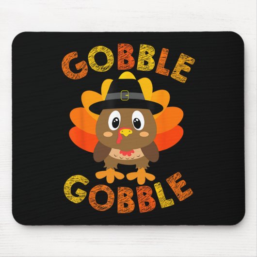 Gobble Turkey Little Boys Girls Kids Thanksgiving  マウスパッド (正面)