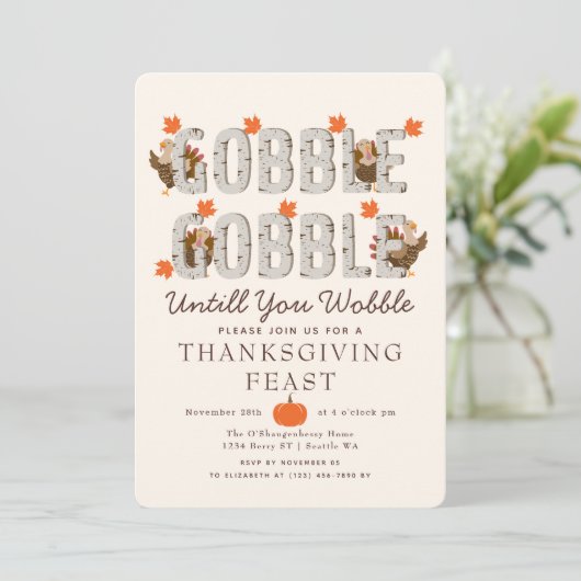 Gobble Until You Wobble Turkey Thanksgiving Dinner 招待状 (スタンド正面)