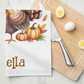 Gobble y'all western Thanksgiving キッチンタオル (四つ折り)