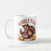 Gobble y'all western Thanksgiving  コーヒーマグカップ (左)