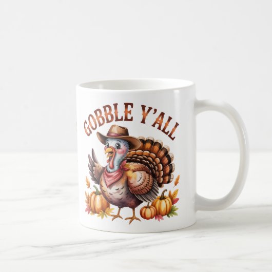 Gobble y'all western Thanksgiving  コーヒーマグカップ (右)