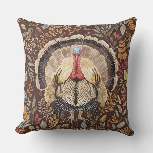 Gobbling Good Times Turkey ,Thanksgiving Pattern クッション (正面)