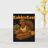 Gobbol Turkey Day Thanksgiving Funny Gobble Thankf カード (黄色い花)