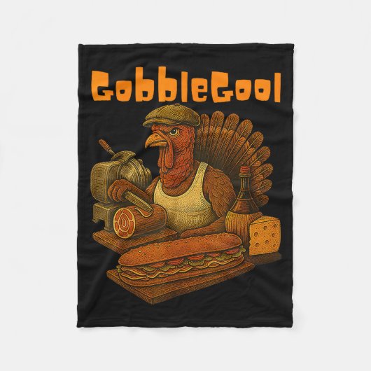 Gobbol Turkey Day Thanksgiving Funny Gobble Thankf フリースブランケット (正面)