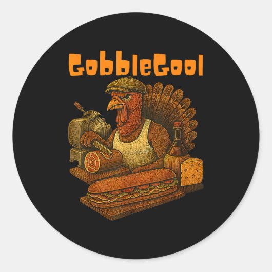 Gobbol Turkey Day Thanksgiving Funny Gobble Thankf ラウンドシール (正面)