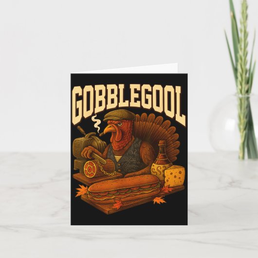 Gobbol Turkey Gobble Gool Thanksgiving Retro  カード (正面)