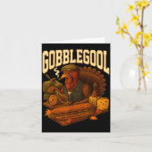 Gobbol Turkey Gobble Gool Thanksgiving Retro  カード (黄色い花)