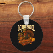Gobbol Turkey Gobble Gool Thanksgiving Retro  キーホルダー (正面)
