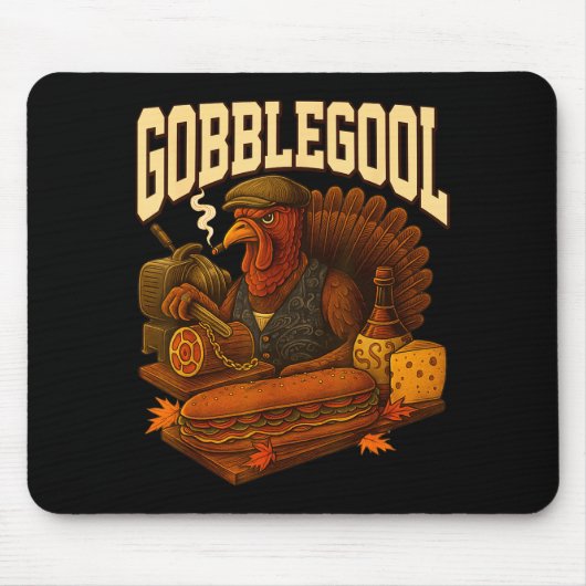 Gobbol Turkey Gobble Gool Thanksgiving Retro マウスパッド (正面)