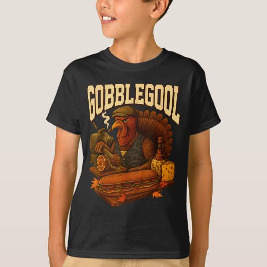Gobbol Turkey Gobble Gool Thanksgiving Retro Tシャツ (正面)