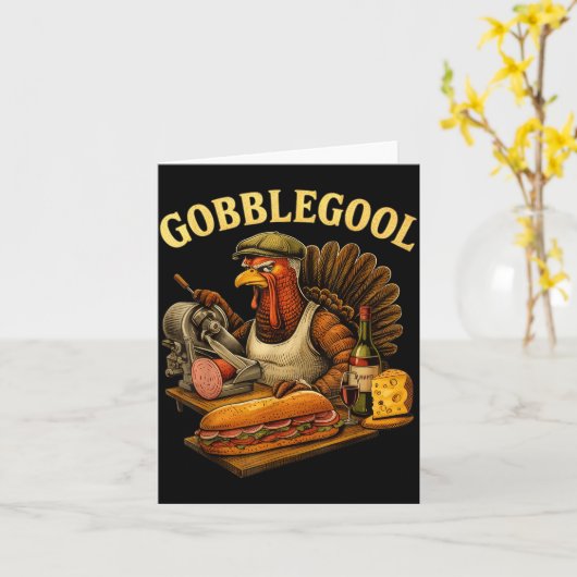 Gobbol Turkey Thanksgiving カード (黄色い花)