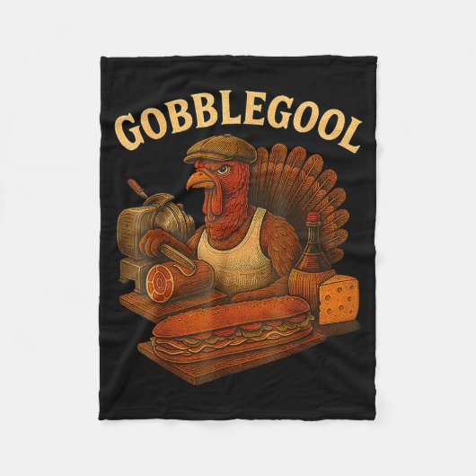 Gobbol Turkey Thanksgiving  フリースブランケット (正面)