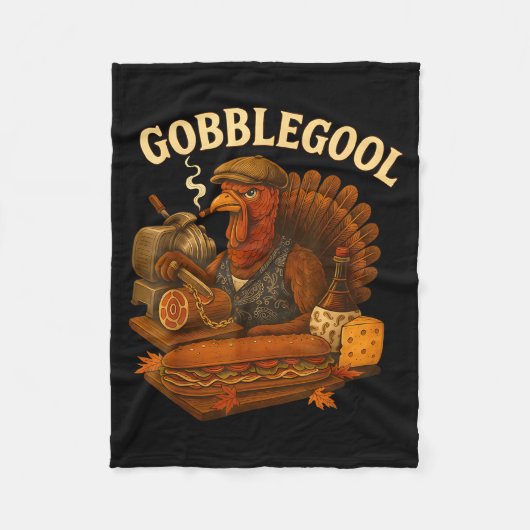 Gobbol Turkey Thanksgiving  フリースブランケット (正面)