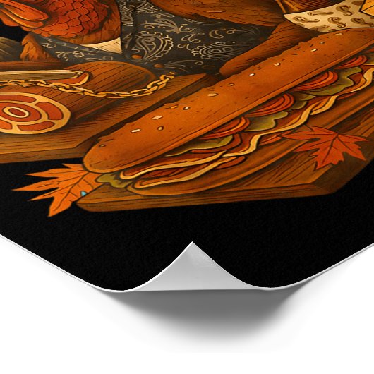 Gobbol Turkey Thanksgiving  ポスター (角)