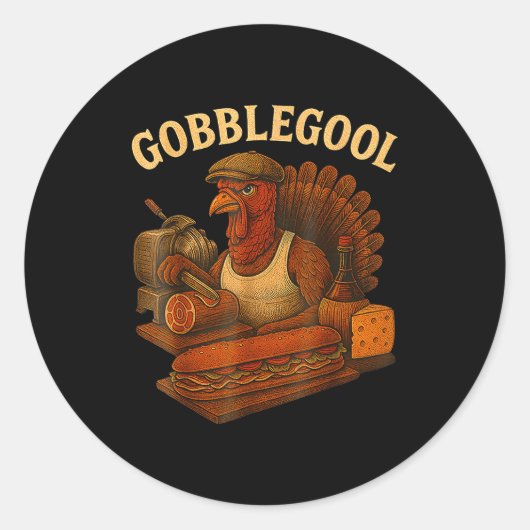 Gobbol Turkey Thanksgiving  ラウンドシール (正面)