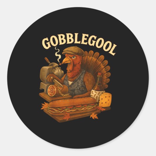 Gobbol Turkey Thanksgiving  ラウンドシール (正面)
