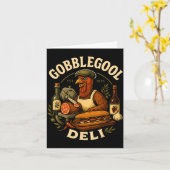 Gobbol Turkey Thanksgiving Italian Turkey Chef  カード (黄色い花)