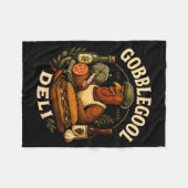 Gobbol Turkey Thanksgiving Italian Turkey Chef  フリースブランケット (正面(横))