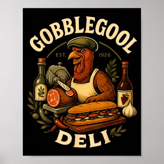 Gobbol Turkey Thanksgiving Italian Turkey Chef  ポスター (正面)