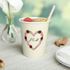 Gobelet en papier crème avec un cœur rose  紙コップ