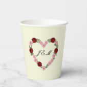 Gobelet en papier crème avec un cœur rose 紙コップ (裏面)