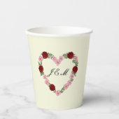 Gobelet en papier crème avec un cœur rose 紙コップ (正面)