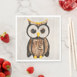 Gobelets En Papier Bois - Chouette - Wood Owl スタンダードランチョンナプキン